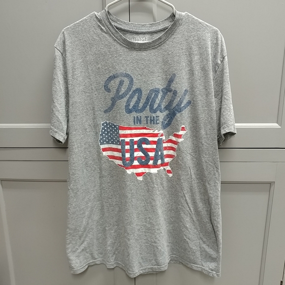 Americana Party in the USA Men's XL T-Shirt Gray Patriotic Short Sleeve Tee - Picture 2 of 12